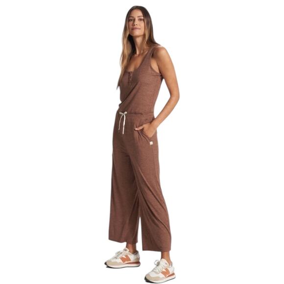 Vuori Falls Jumpsuit Almond Heather XL Wide Leg One Piece Athleisure Brown - Picture 11 of 11